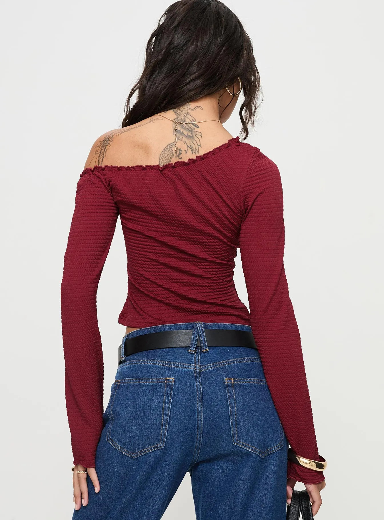 Opulent One Shoulder Top Maroon sold by Princess Polly product image thumbnail 5