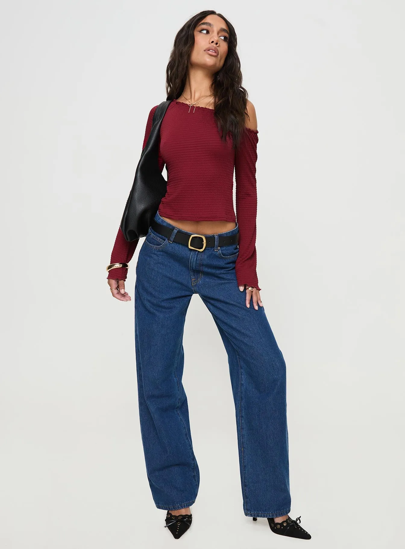 Opulent One Shoulder Top Maroon sold by Princess Polly product image thumbnail 3