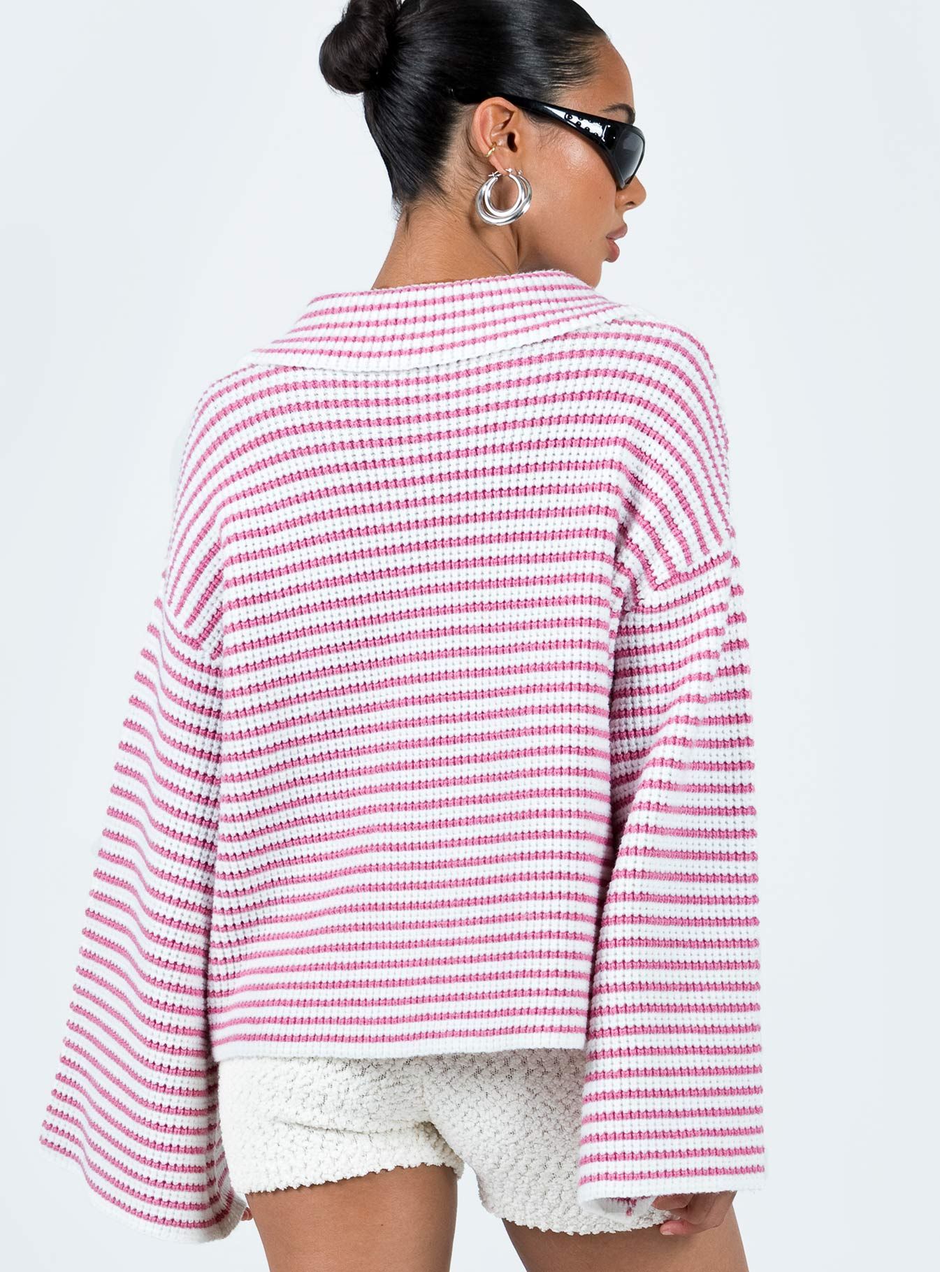 Willbar Oversized Sweater Pink / White sold by Princess Polly product image thumbnail 5