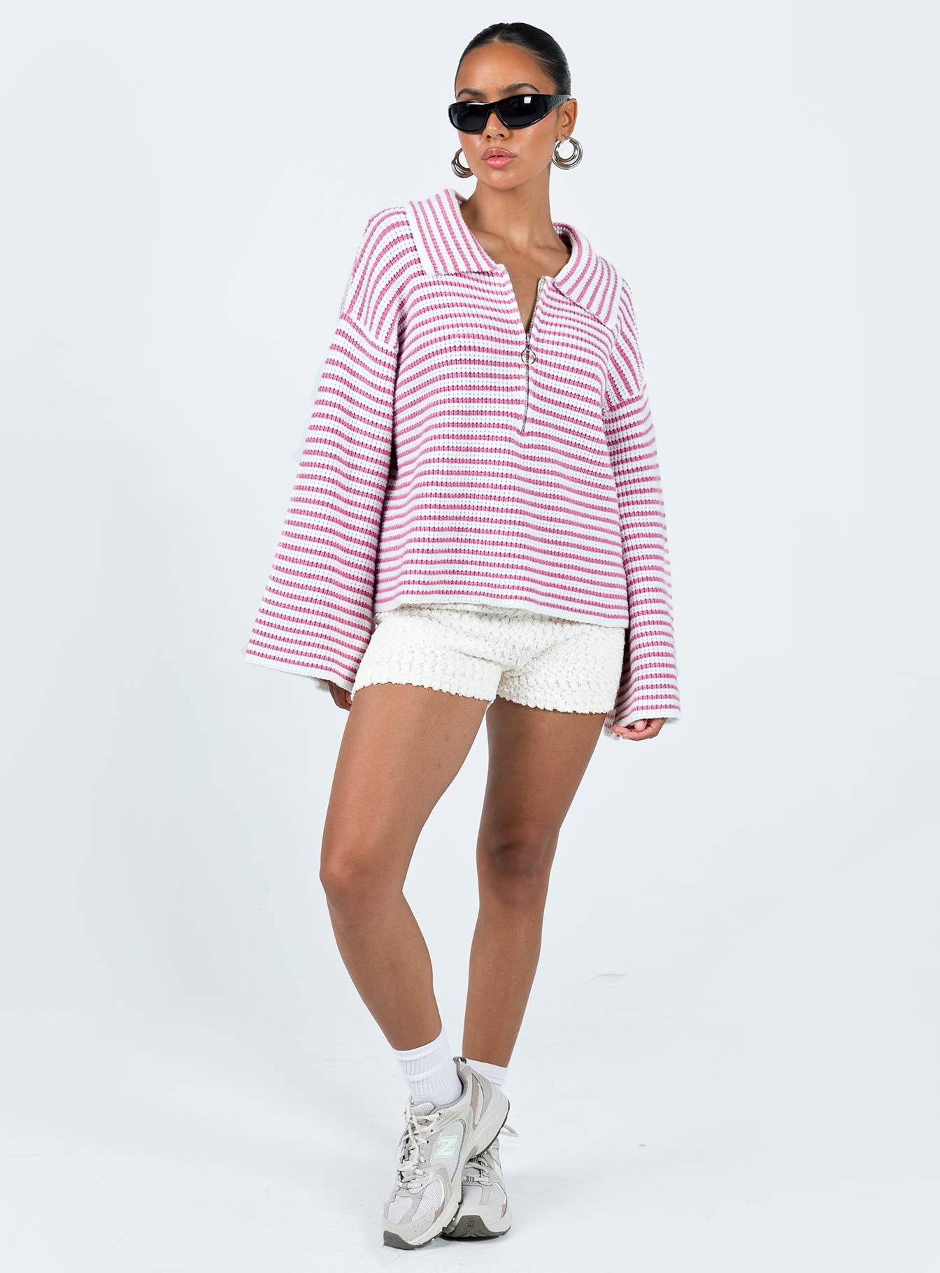 Willbar Oversized Sweater Pink / White sold by Princess Polly product image thumbnail 3