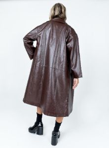 Fran Faux Leather Trench Coat Brown sold by Princess Polly