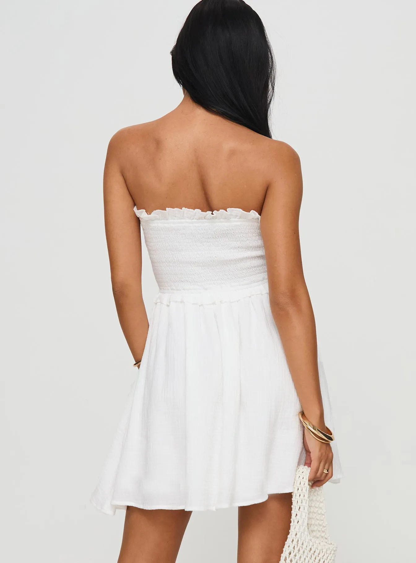 Evangelos Strapless Mini Dress White sold by Princess Polly product image thumbnail 5