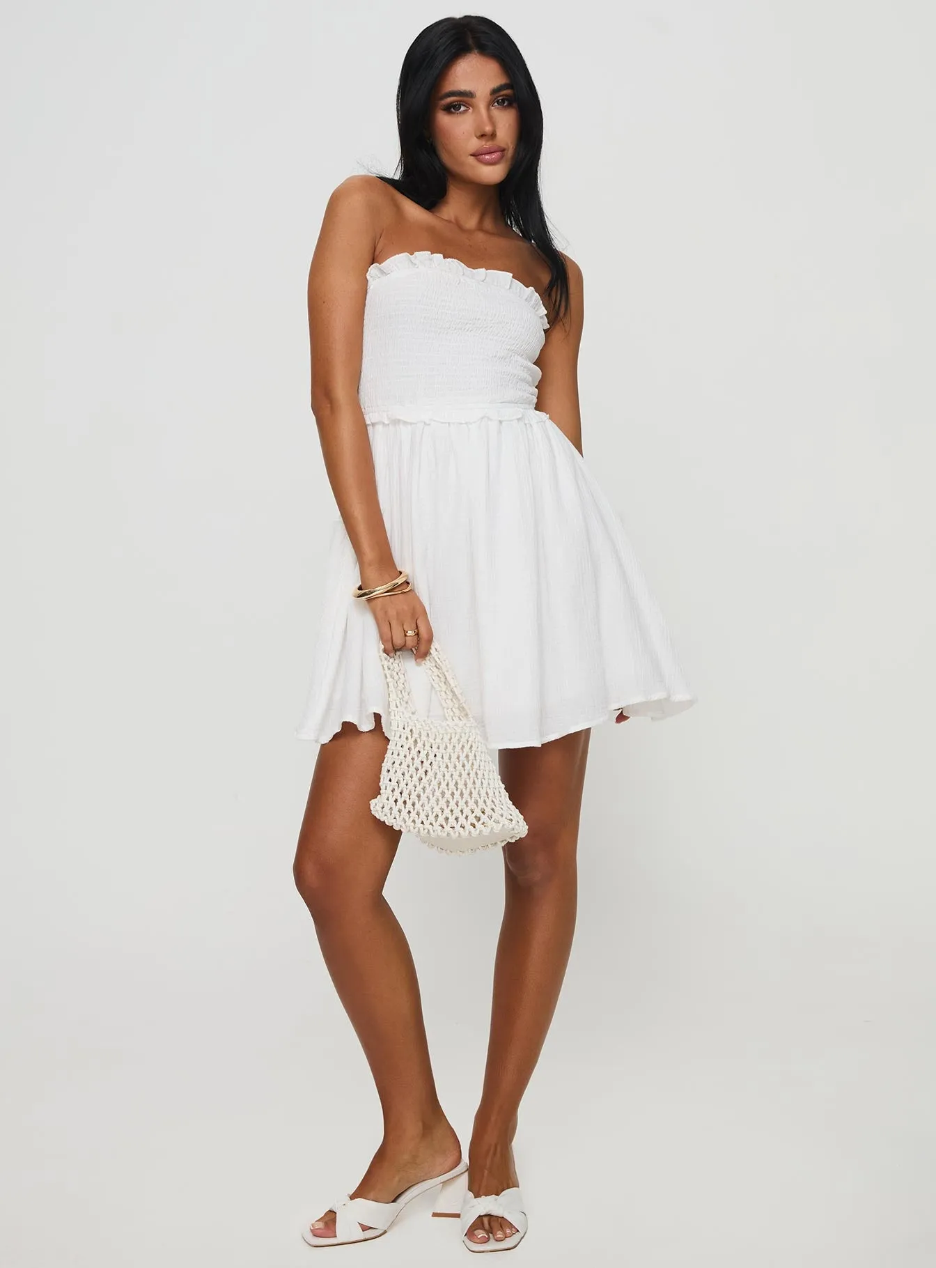Evangelos Strapless Mini Dress White sold by Princess Polly product image thumbnail 3