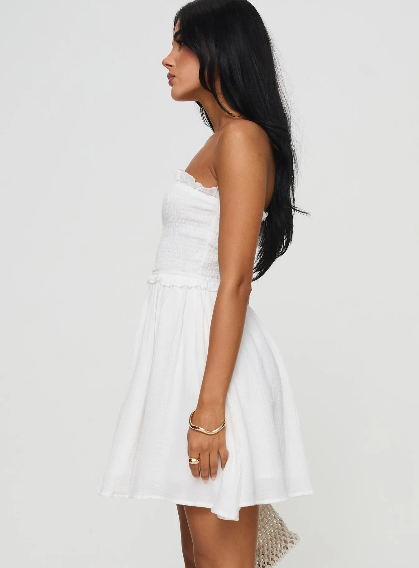 Evangelos Strapless Mini Dress White sold by Princess Polly product image thumbnail 4
