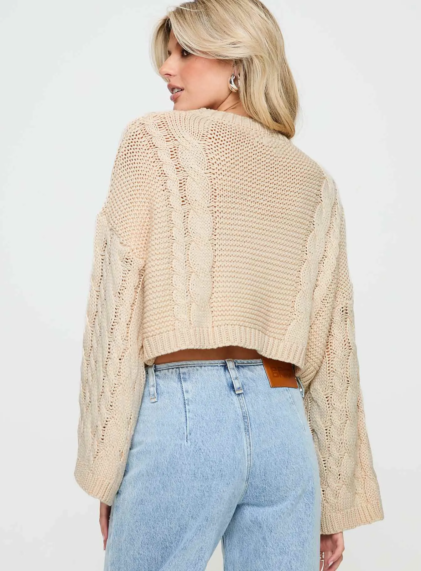 Charel Cable Knit Sweater Beige sold by Princess Polly product image thumbnail 4