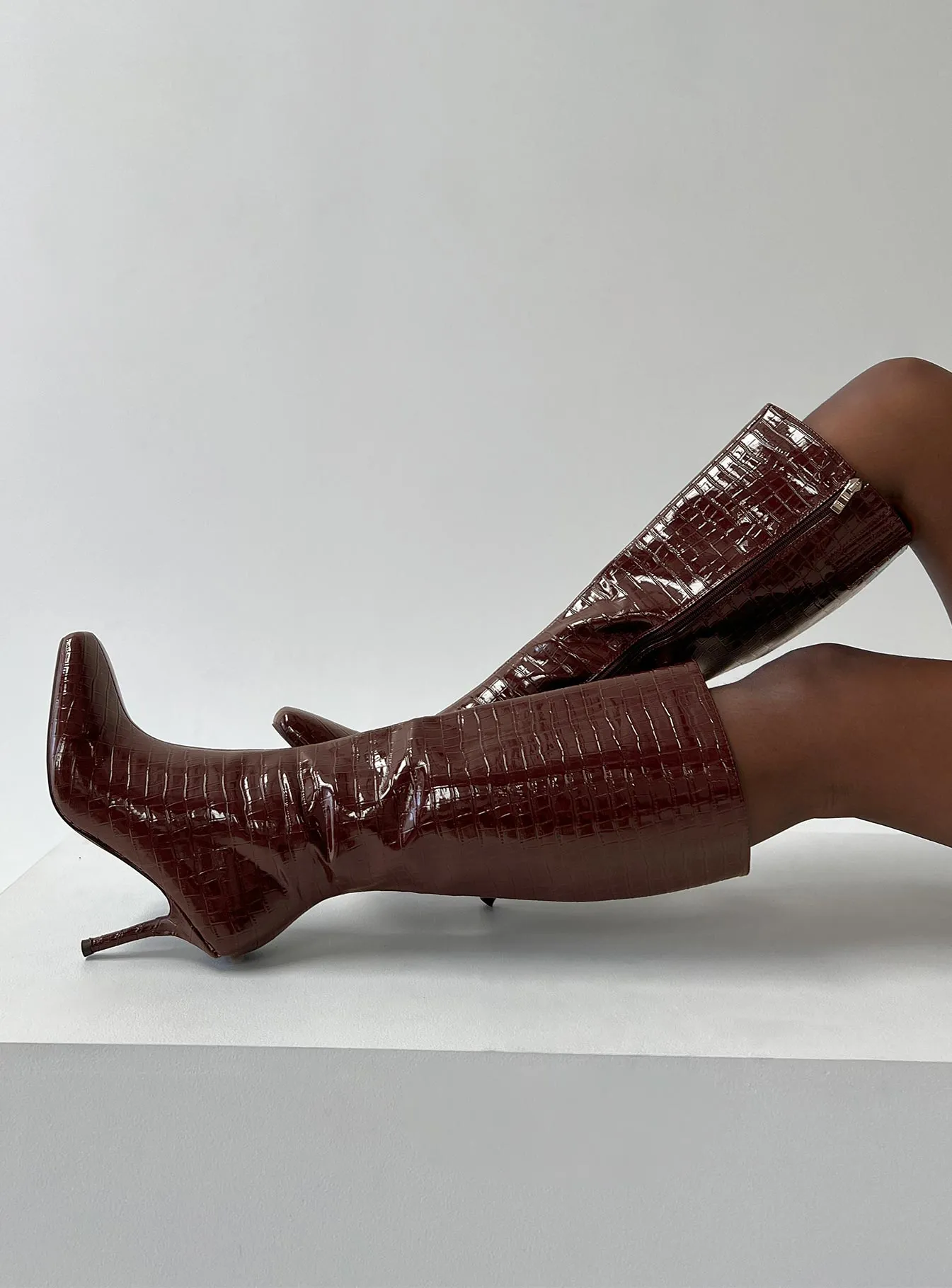 Alexx Knee High Boots Burgundy sold by Princess Polly product image thumbnail 5