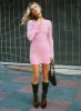Pember Off The Shoulder Knit Mini Dress Pink sold by Princess Polly