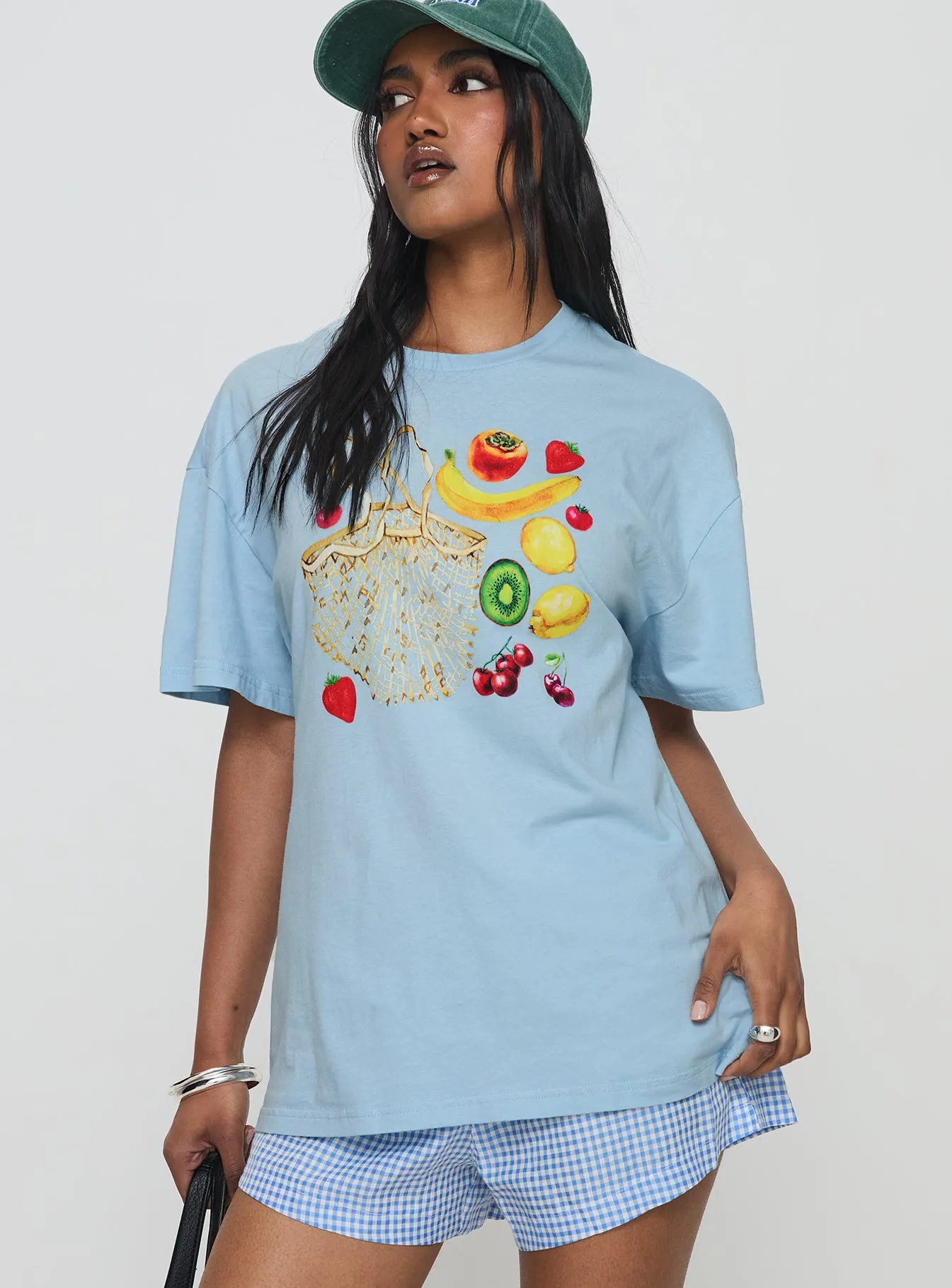 Grocery Run Oversized Graphic Tee Blue sold by Princess Polly