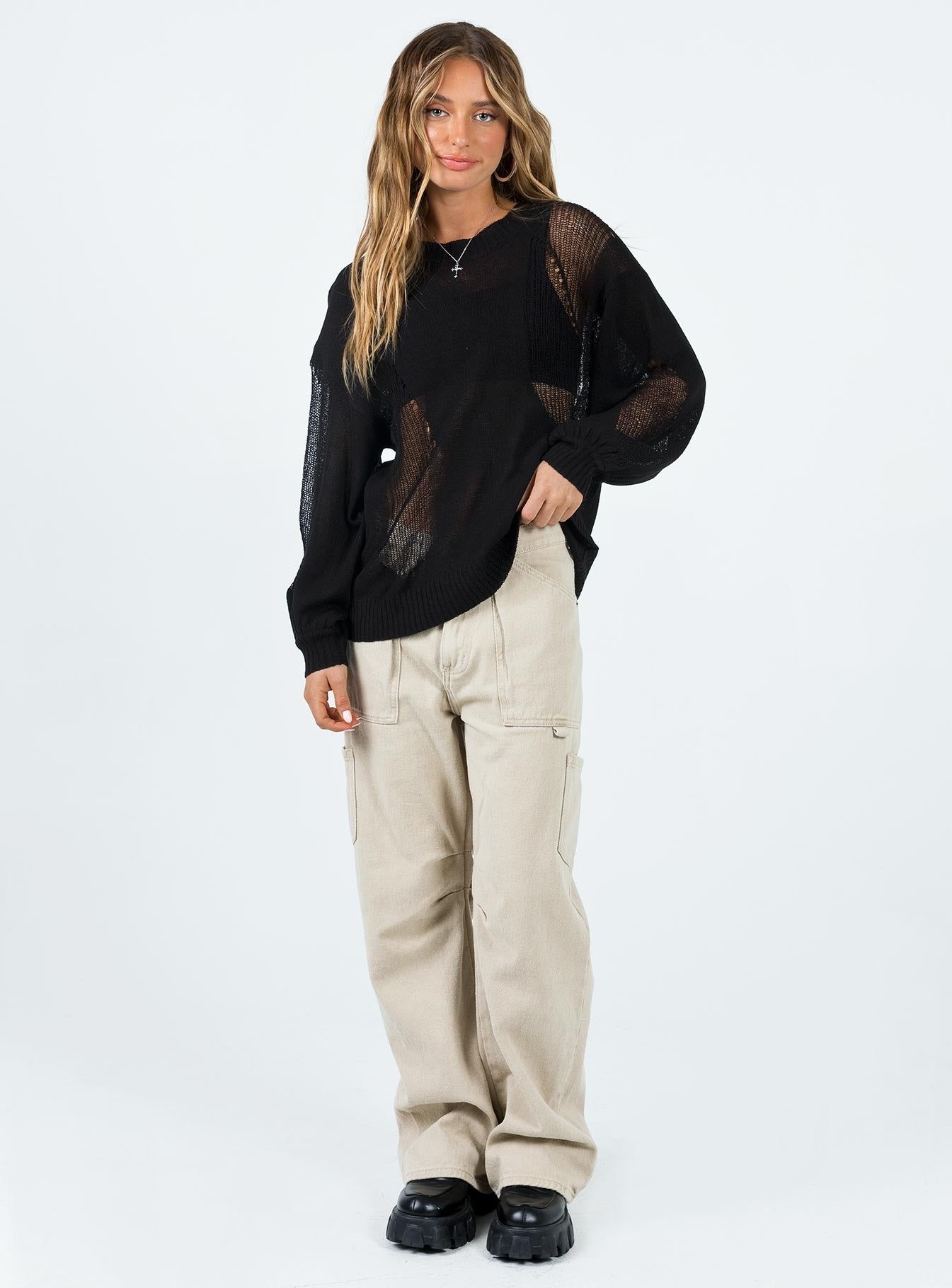 Wendy Oversized Knit Sweater Black sold by Princess Polly product image thumbnail 3