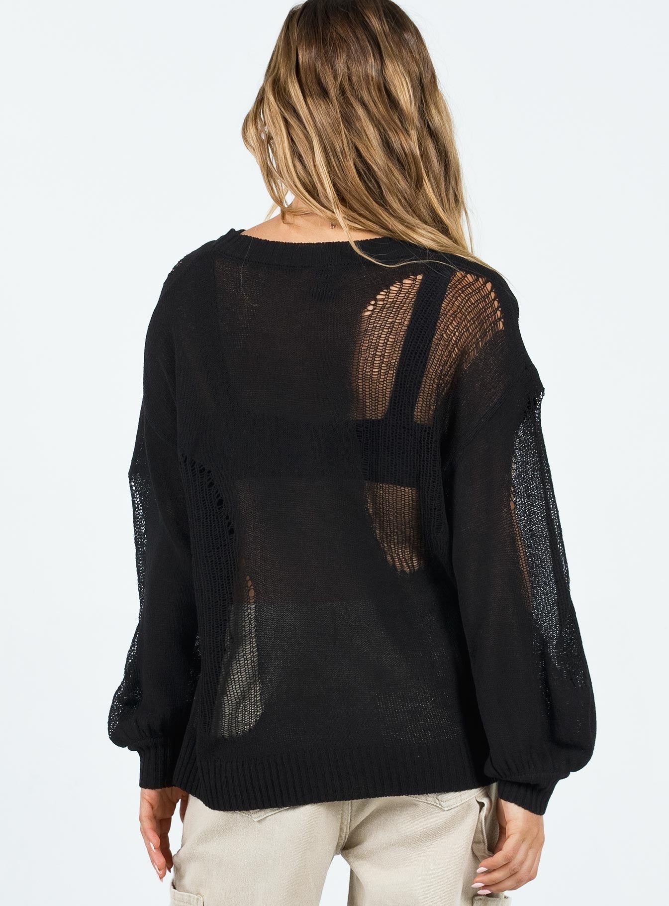 Wendy Oversized Knit Sweater Black sold by Princess Polly product image thumbnail 5