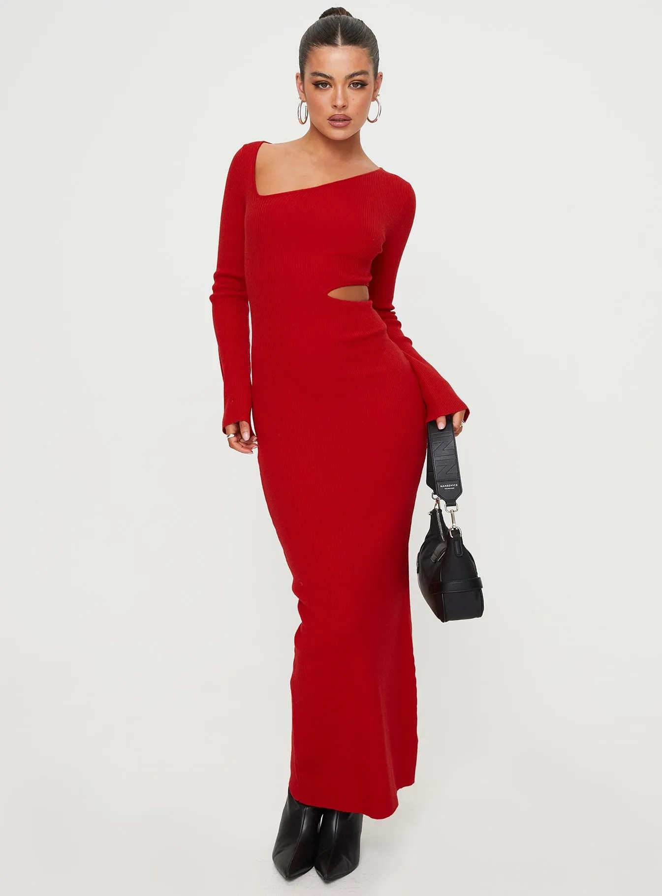 Whitley Cut Out Knit Maxi Dress Red sold by Princess Polly product image thumbnail 5