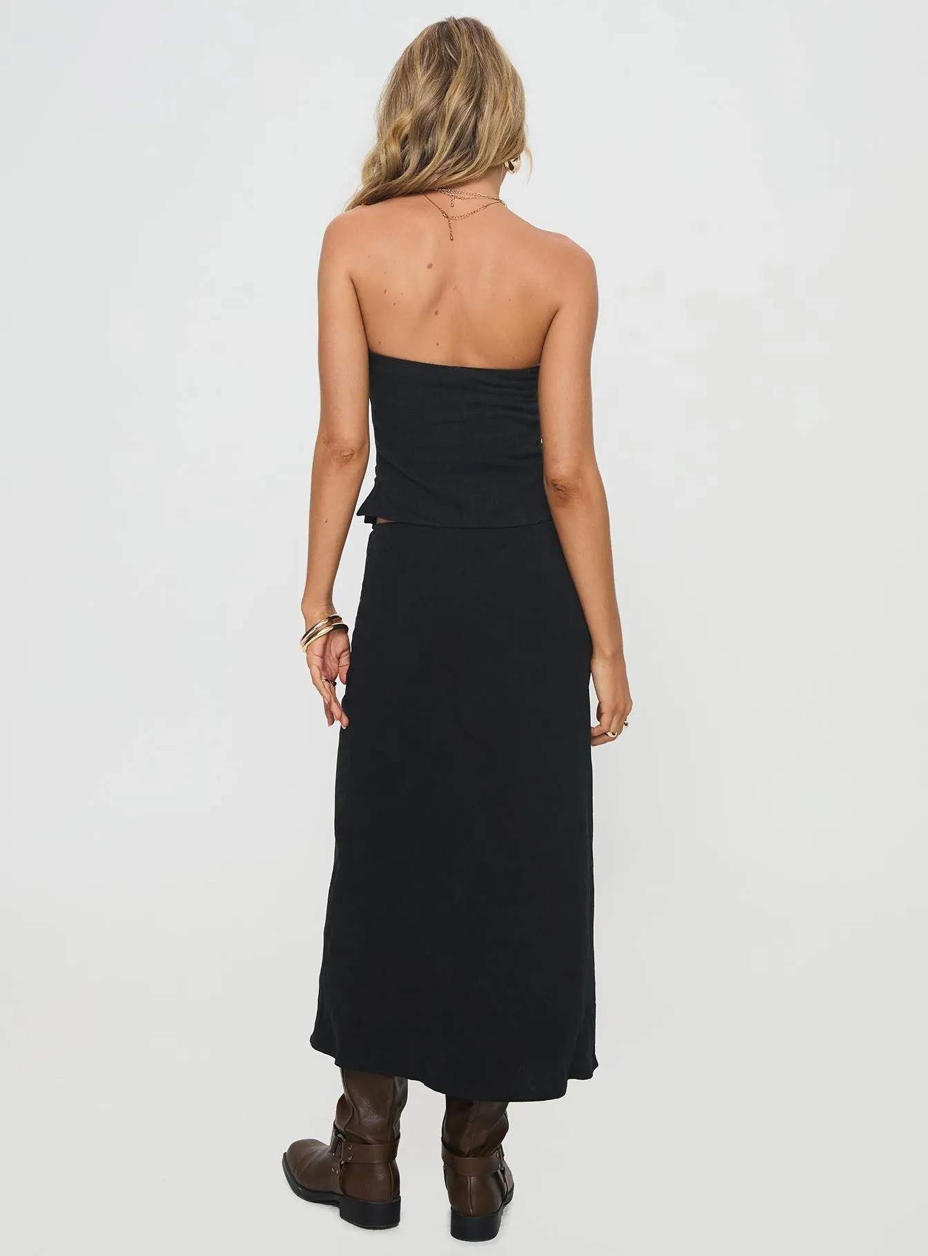 Ermias Linen Blend Midi Skirt Black sold by Princess Polly product image thumbnail 5