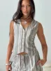 Flutters Vest Top White / Blue Stripe sold by Princess Polly