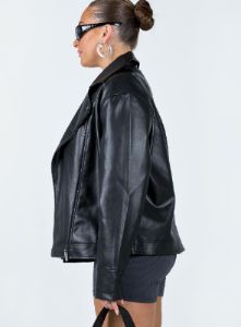 The Hitch Faux Leather Jacket Black sold by Princess Polly