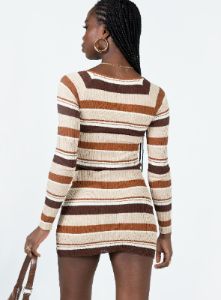 Domini Mini Dress Brown Multi sold by Princess Polly