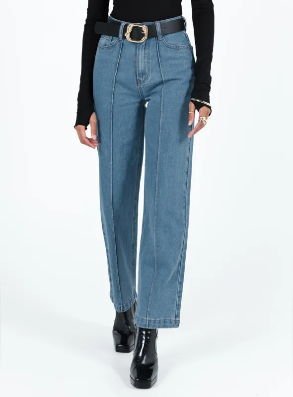 Booran Wide Leg Mid Wash Denim Jean sold by Princess Polly