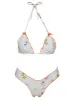 Kathrine High Cut Frill Bikini Bottoms White Multi sold by Princess Polly