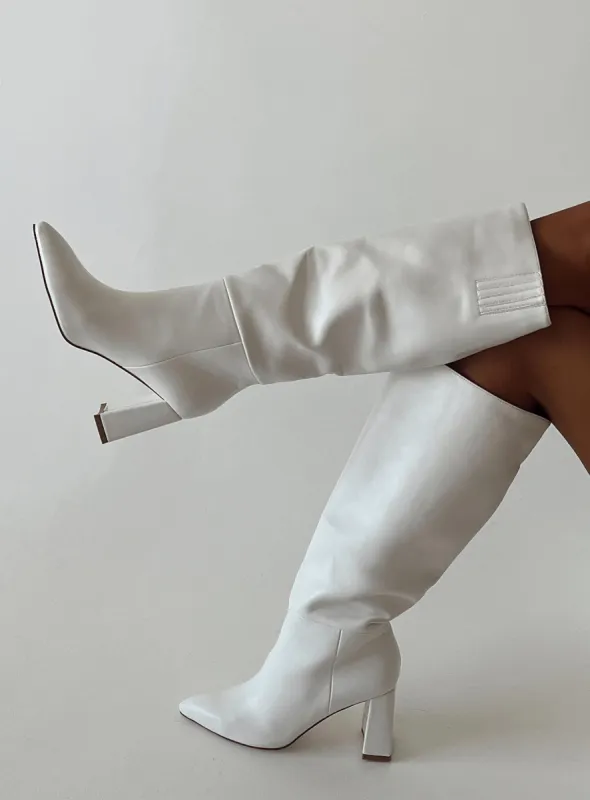 Vesper Knee High Boots White sold by Princess Polly
