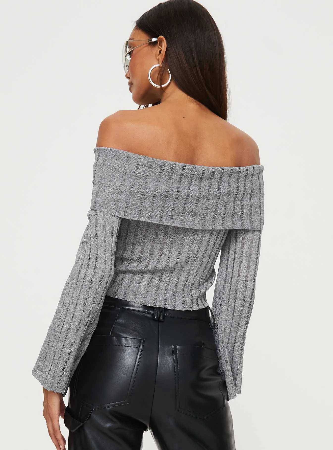 Sorrel Off The Shoulder Top Grey sold by Princess Polly product image thumbnail 5
