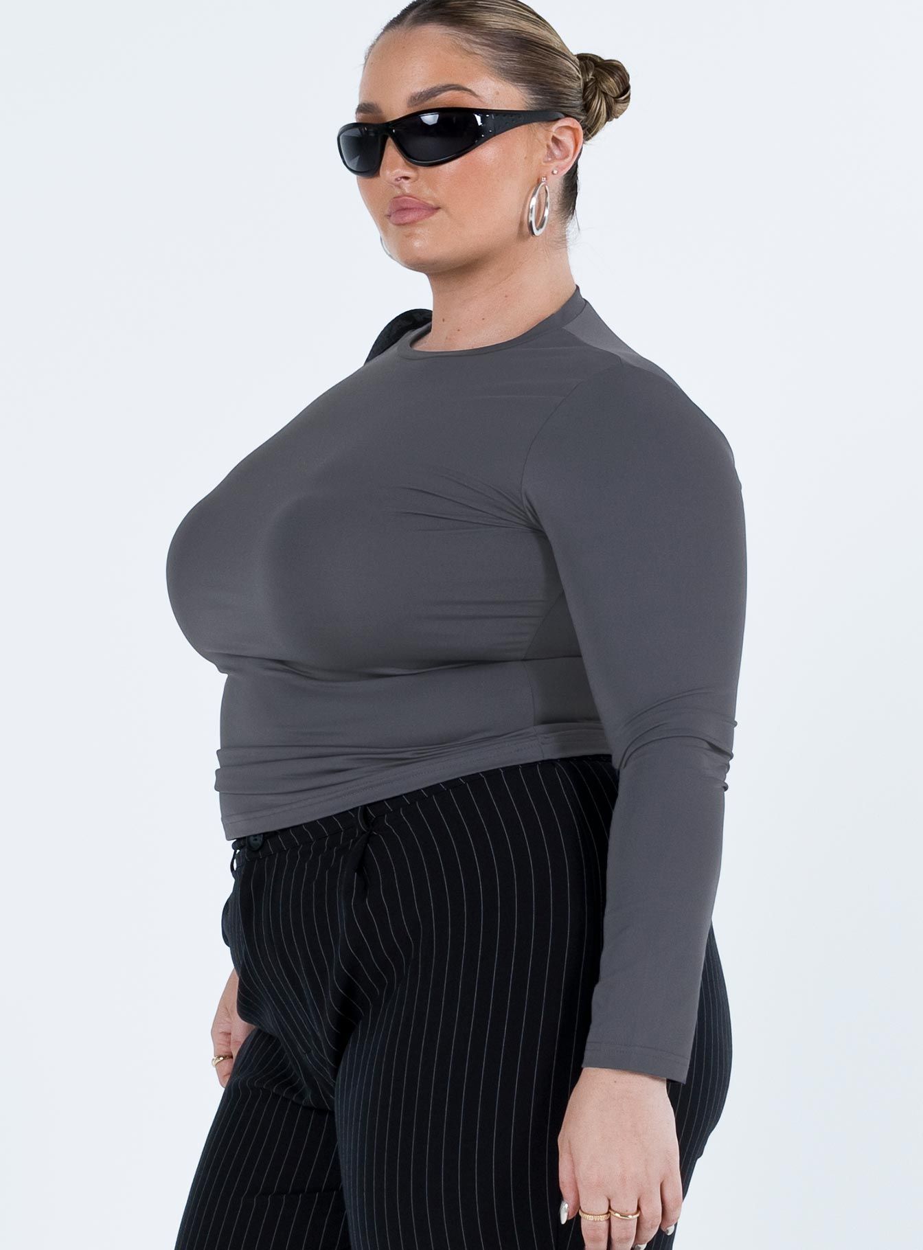 Arnim Long Sleeve Top Grey Curve sold by Princess Polly product image thumbnail 4