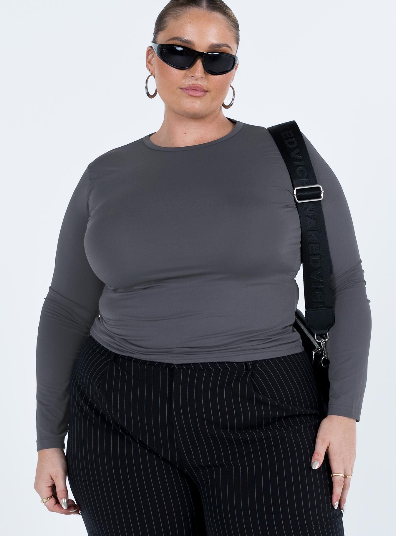 Arnim Long Sleeve Top Grey Curve sold by Princess Polly product image thumbnail 2