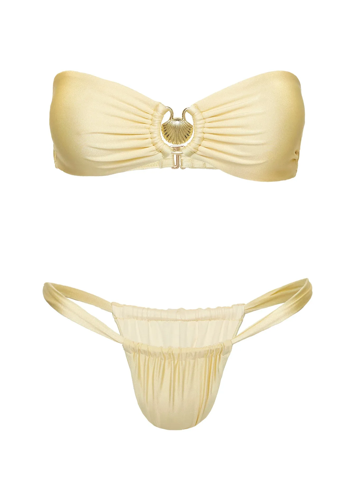 Aryan Shine Ruched High Cut Bikini Bottoms Lemon sold by Princess Polly product image thumbnail 5