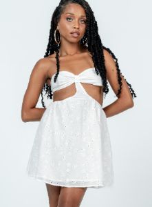 Lulani Mini Dress White sold by Princess Polly