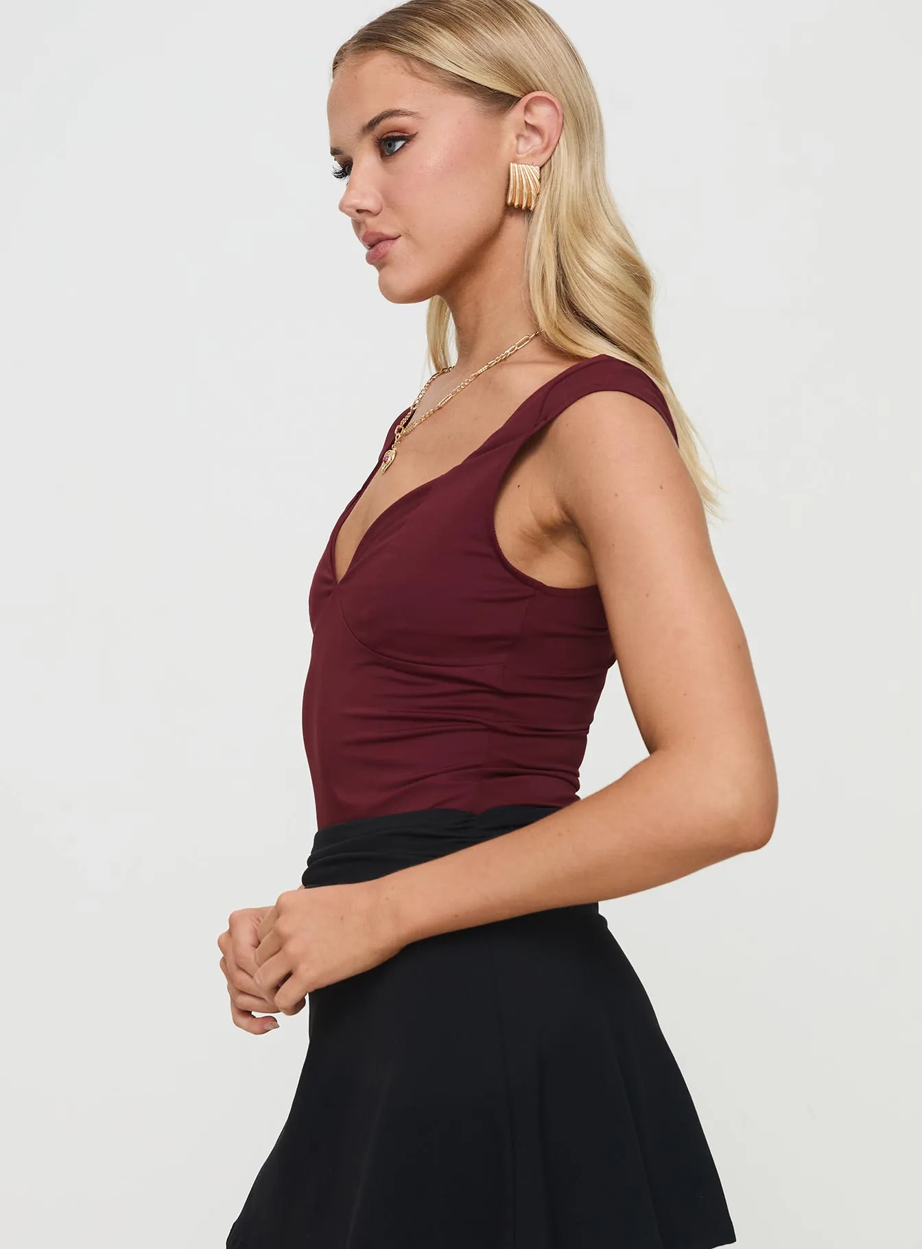 Zenon Bodysuit Wine sold by Princess Polly product image thumbnail 4