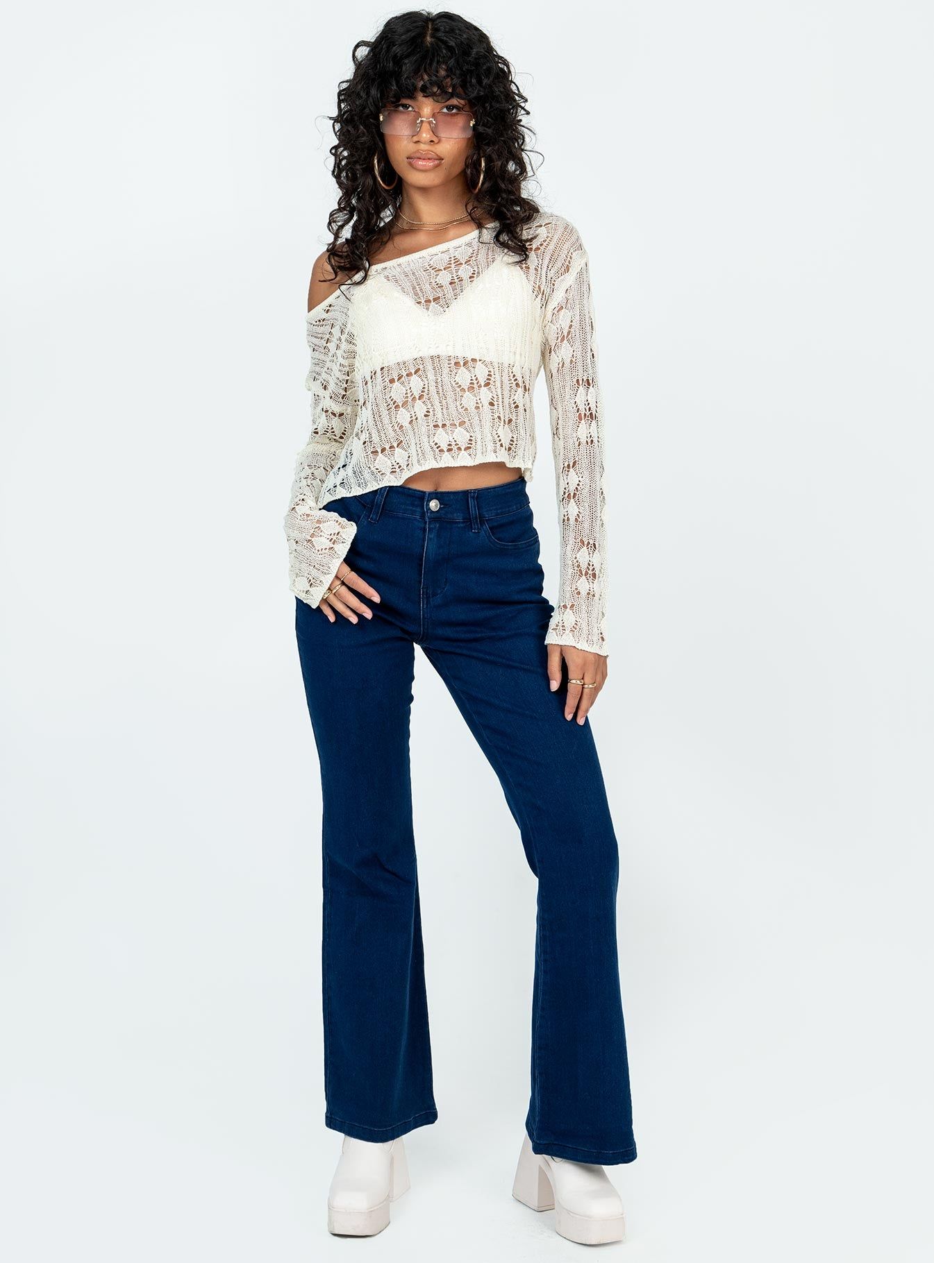 Asher Cropped Sweater Cream sold by Princess Polly product image thumbnail 3