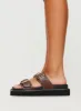 Ma Belle Sandals Contrast Stitch Chocolate sold by Princess Polly