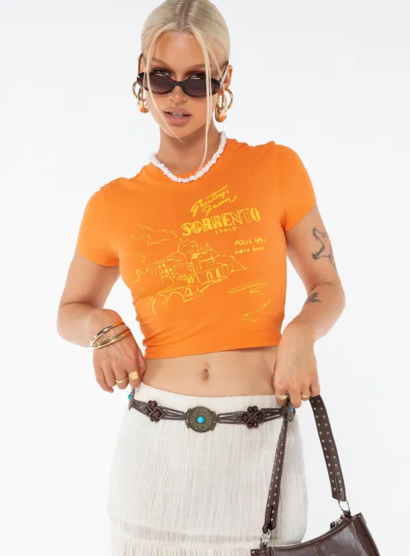 See You In Sorrento Graphic Tee Orange sold by Princess Polly