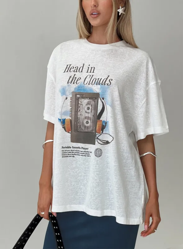 Cloud Cassette Oversized Tee White sold by Princess Polly