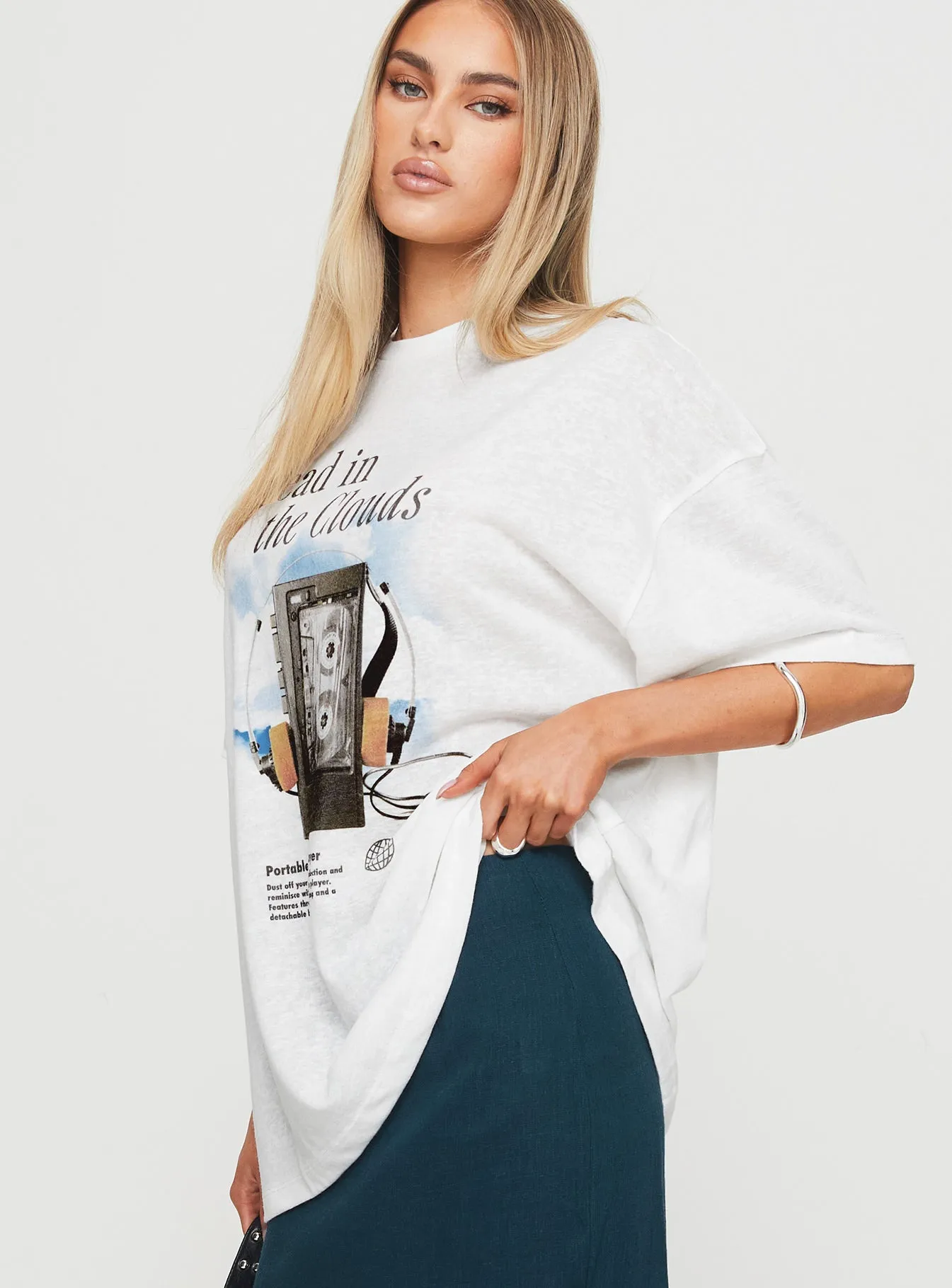 Cloud Cassette Oversized Tee White sold by Princess Polly product image thumbnail 4