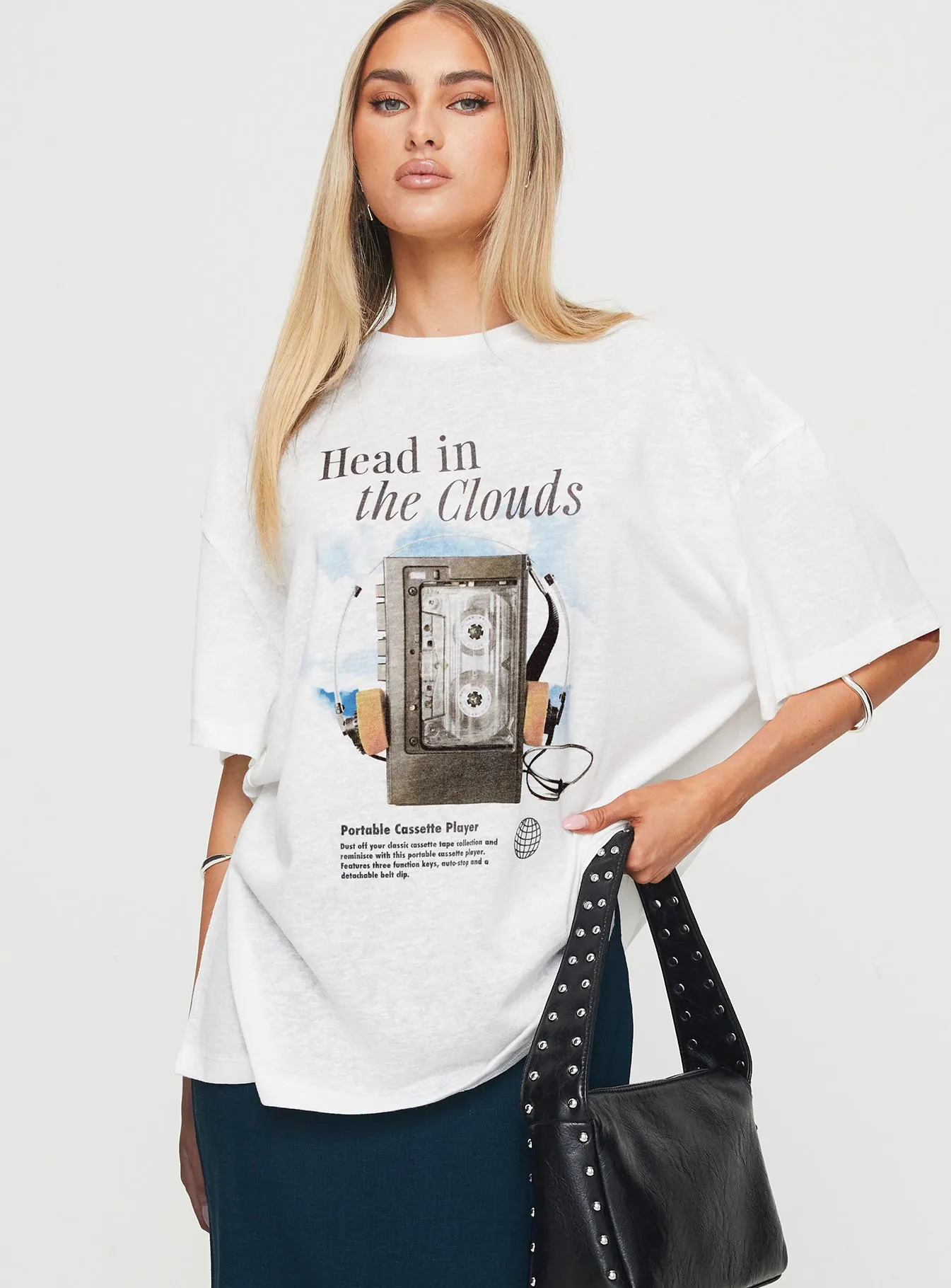 Cloud Cassette Oversized Tee White sold by Princess Polly product image thumbnail 2