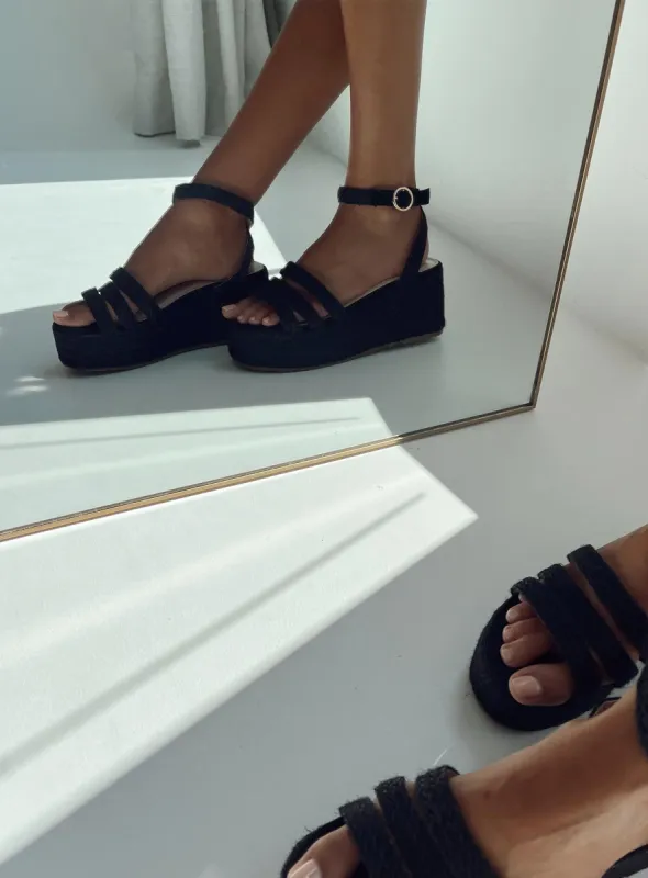 Tavo Espadrille Platform Sandals Black sold by Princess Polly