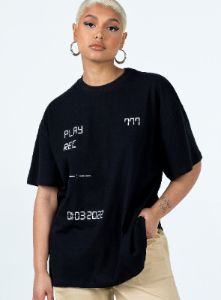 Recording Oversize Tee Black sold by Princess Polly