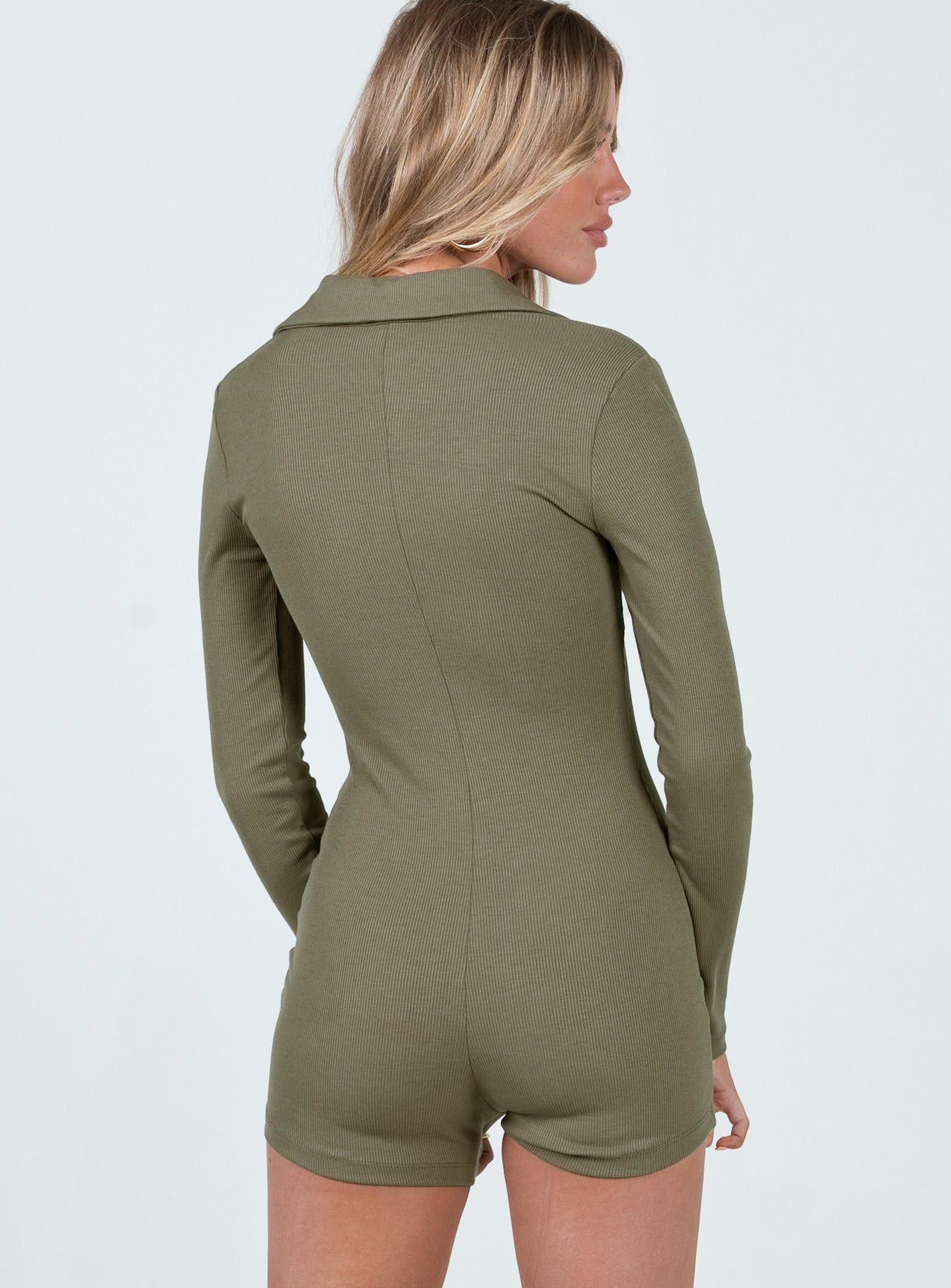 Susie Long Sleeve Romper Khaki sold by Princess Polly product image thumbnail 5