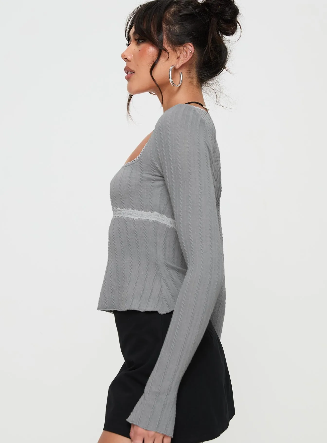 Noir Long Sleeve Top Grey sold by Princess Polly product image thumbnail 4