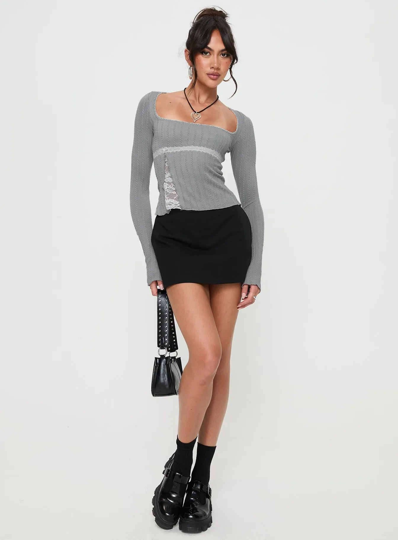 Noir Long Sleeve Top Grey sold by Princess Polly product image thumbnail 3