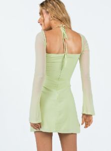 Dyer Sheer Sleeve Mini Dress Sage sold by Princess Polly