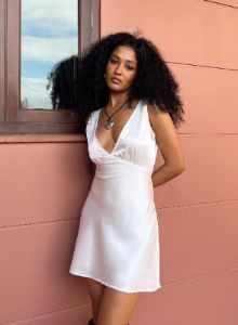 Nellie Mini Dress White Satin sold by Princess Polly