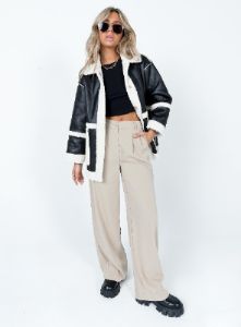 Lexie Faux Leather Jacket Black sold by Princess Polly