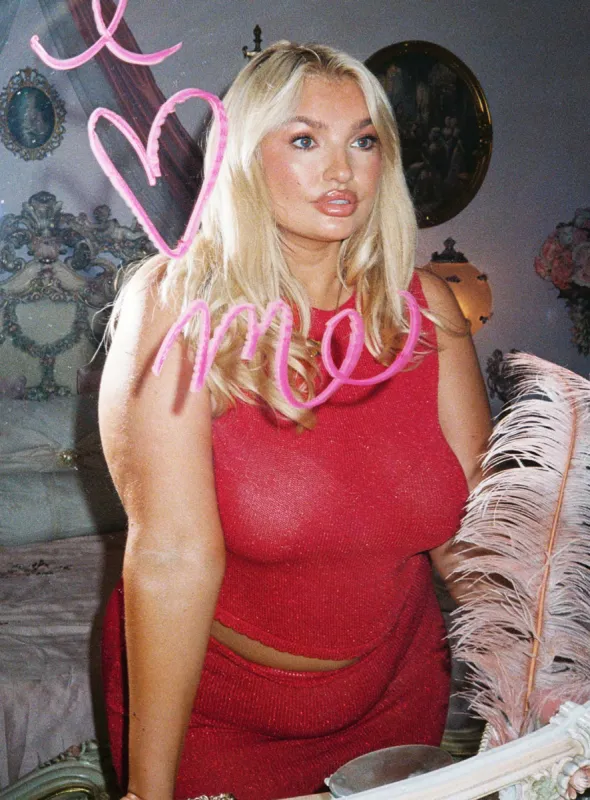 Hugs & Kisses Knit Top Red Curve sold by Princess Polly