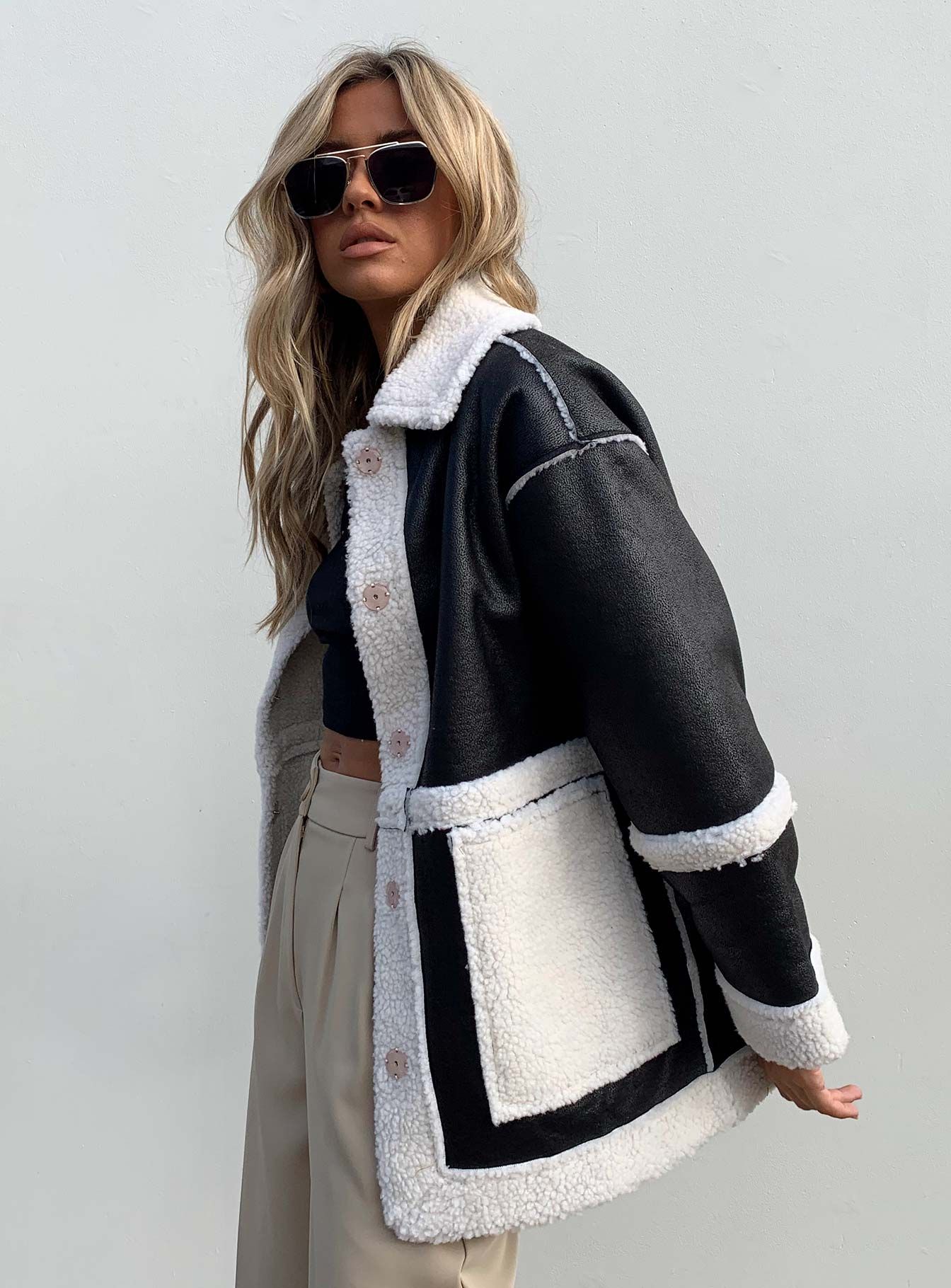 Lexie Faux Leather Jacket Black sold by Princess Polly