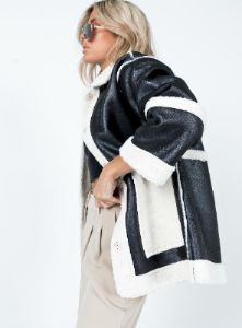 Lexie Faux Leather Jacket Black sold by Princess Polly