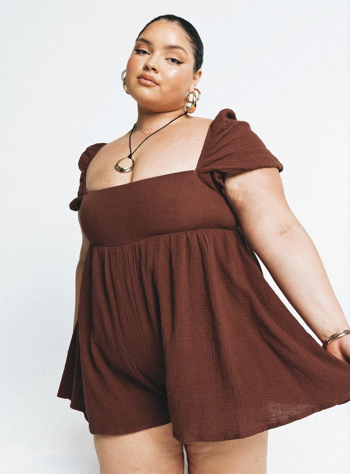 Lorna Romper Brown Curve sold by Princess Polly