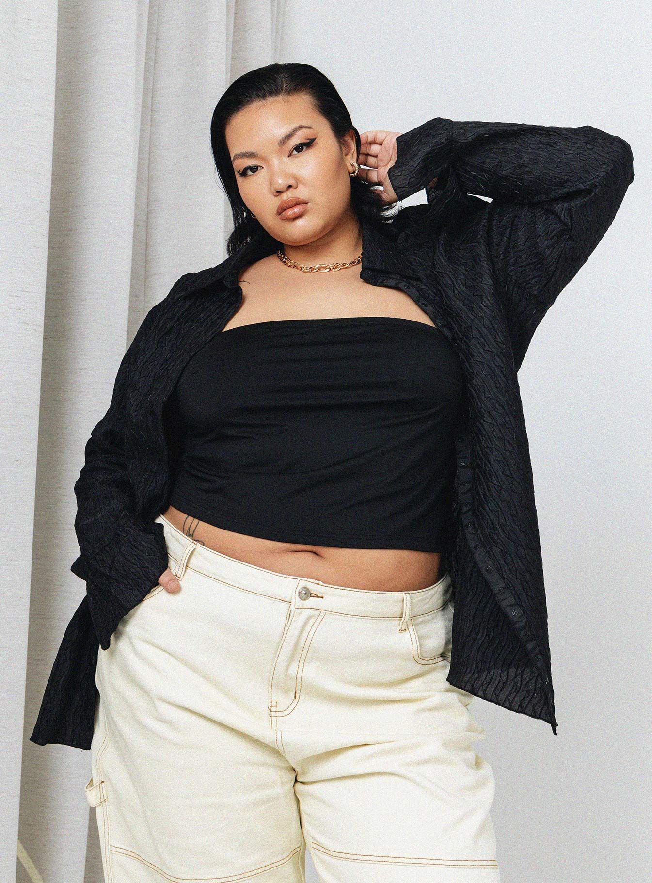 Chrisley Shirt Black Curve sold by Princess Polly