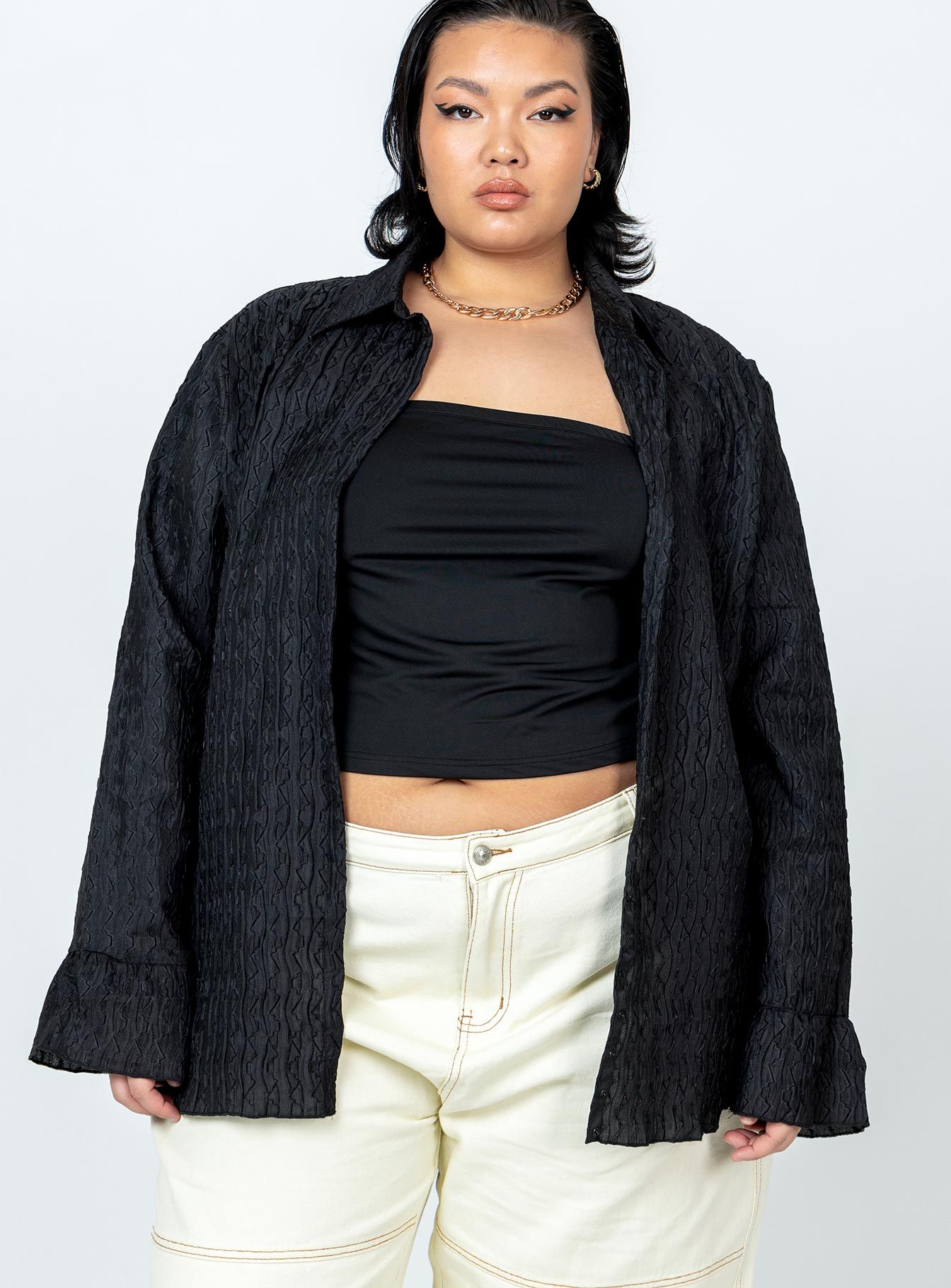 Chrisley Shirt Black Curve sold by Princess Polly product image thumbnail 2