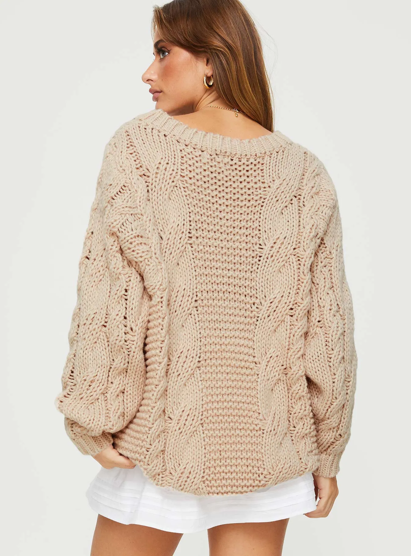 Ellison Cable Knit Sweater Beige sold by Princess Polly product image thumbnail 5