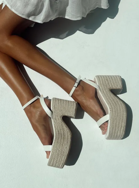 Gianni Espadrille Platform Heels White sold by Princess Polly